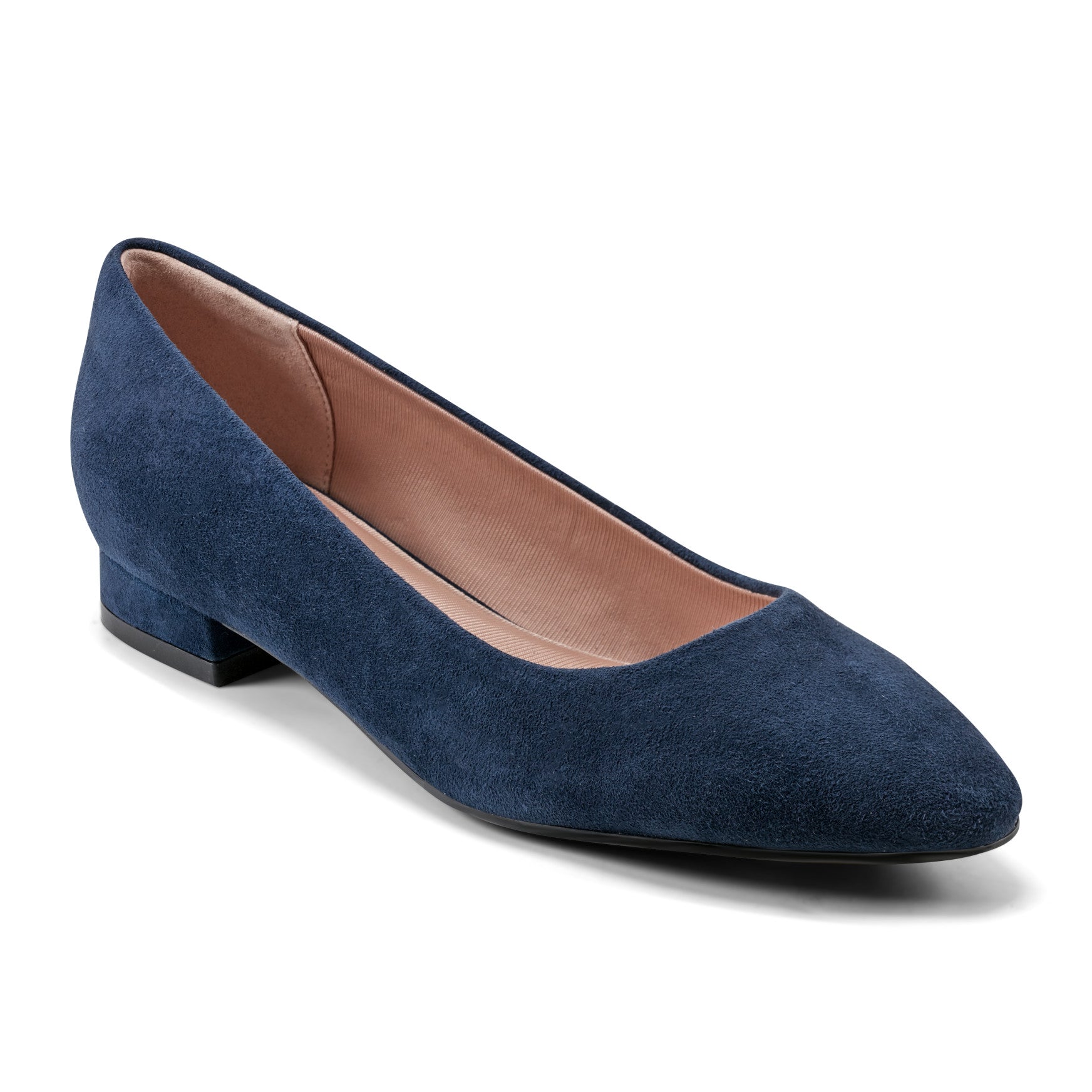 Women Rockport Tessa Total Motion Pointy Toe Dress Flats Dark Blue Suede
