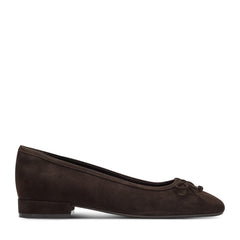 Women Rockport Sadie Square Toe Slip-on Ballet Dress Flats Dark Brown