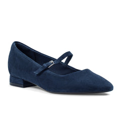 Women Rockport Taren Total Motion Pointy Toe Dress Flats Dark Blue Suede