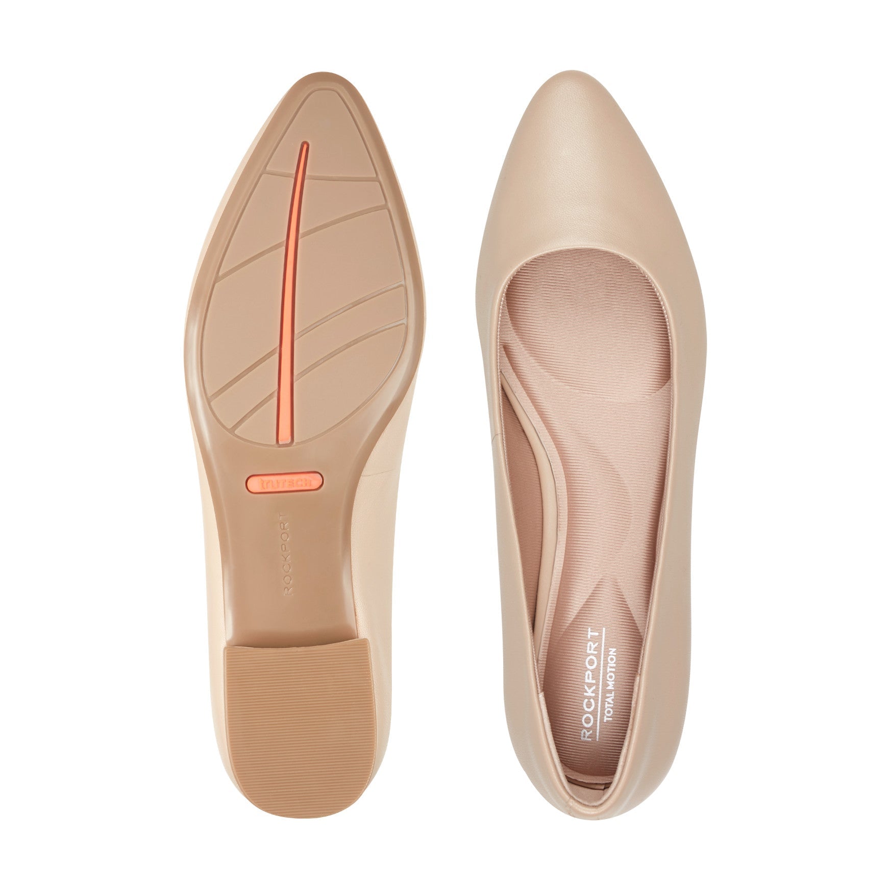 Women Rockport Tessa Total Motion Pointy Toe Dress Flats Light Natural Leather