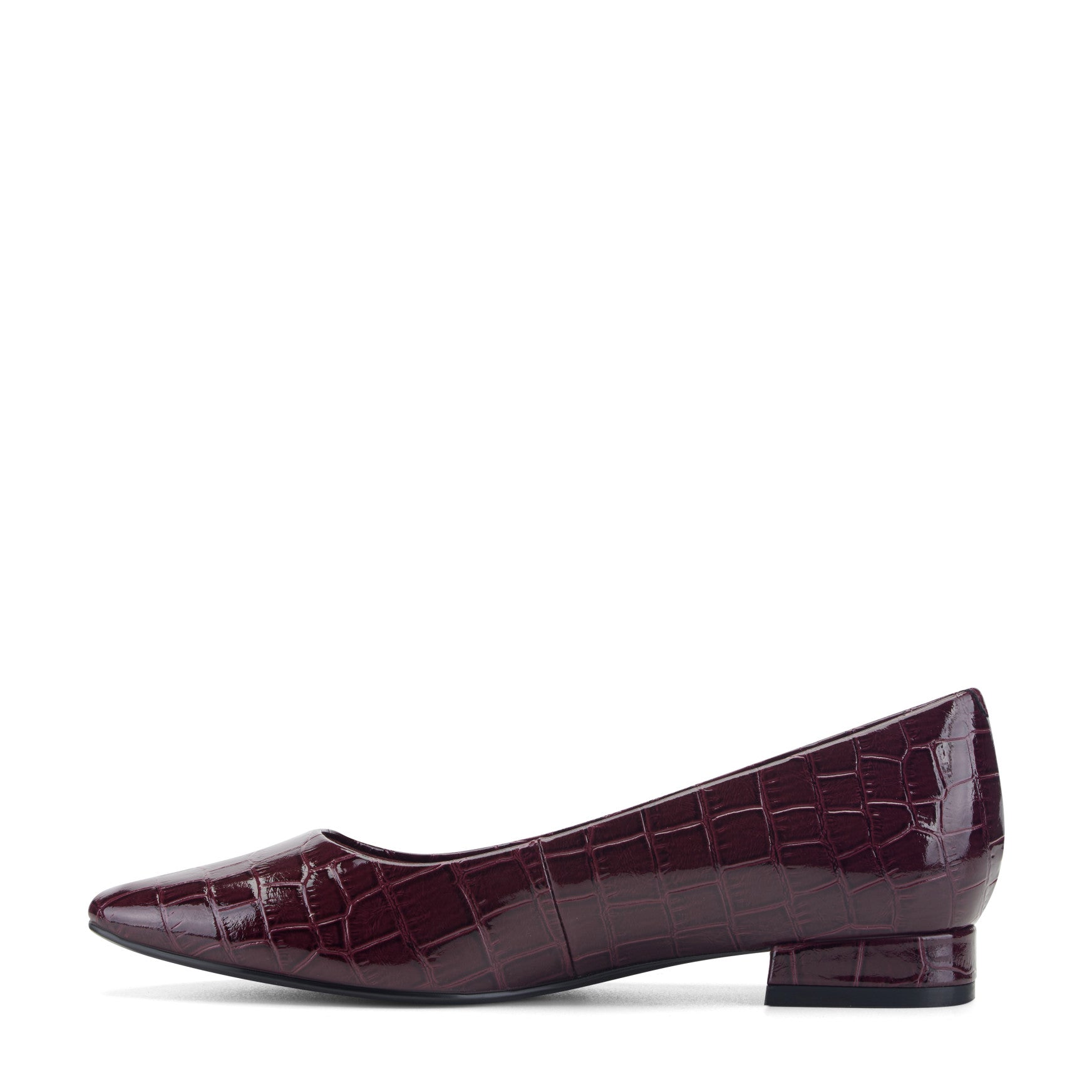 Women Rockport Tessa Total Motion Pointy Toe Dress Flats Dark Red Croco Patent