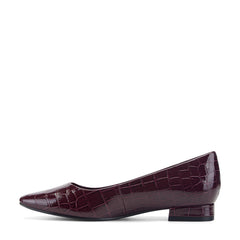 Women Rockport Tessa Total Motion Pointy Toe Dress Flats Dark Red Croco Patent