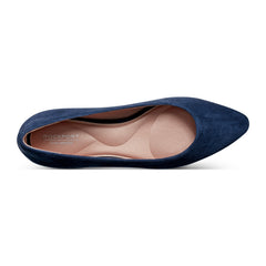 Women Rockport Tessa Total Motion Pointy Toe Dress Flats Dark Blue Suede