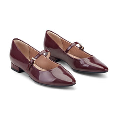Women Rockport Taren Total Motion Pointy Toe Dress Flats Dark Red