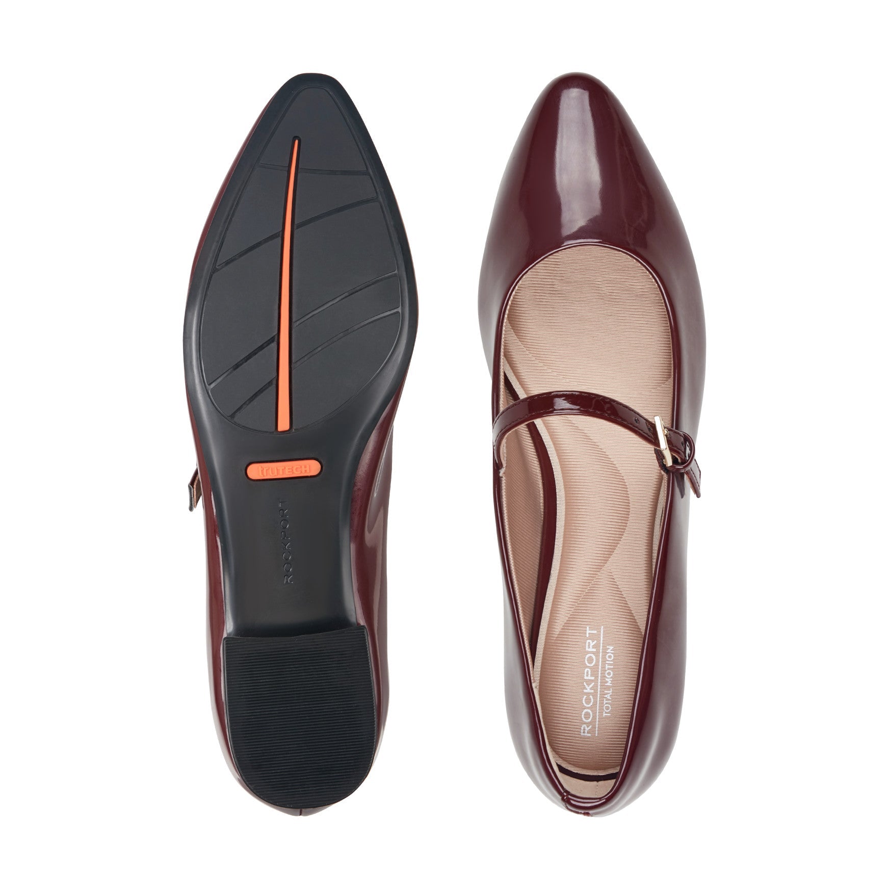Women Rockport Taren Total Motion Pointy Toe Dress Flats Dark Red