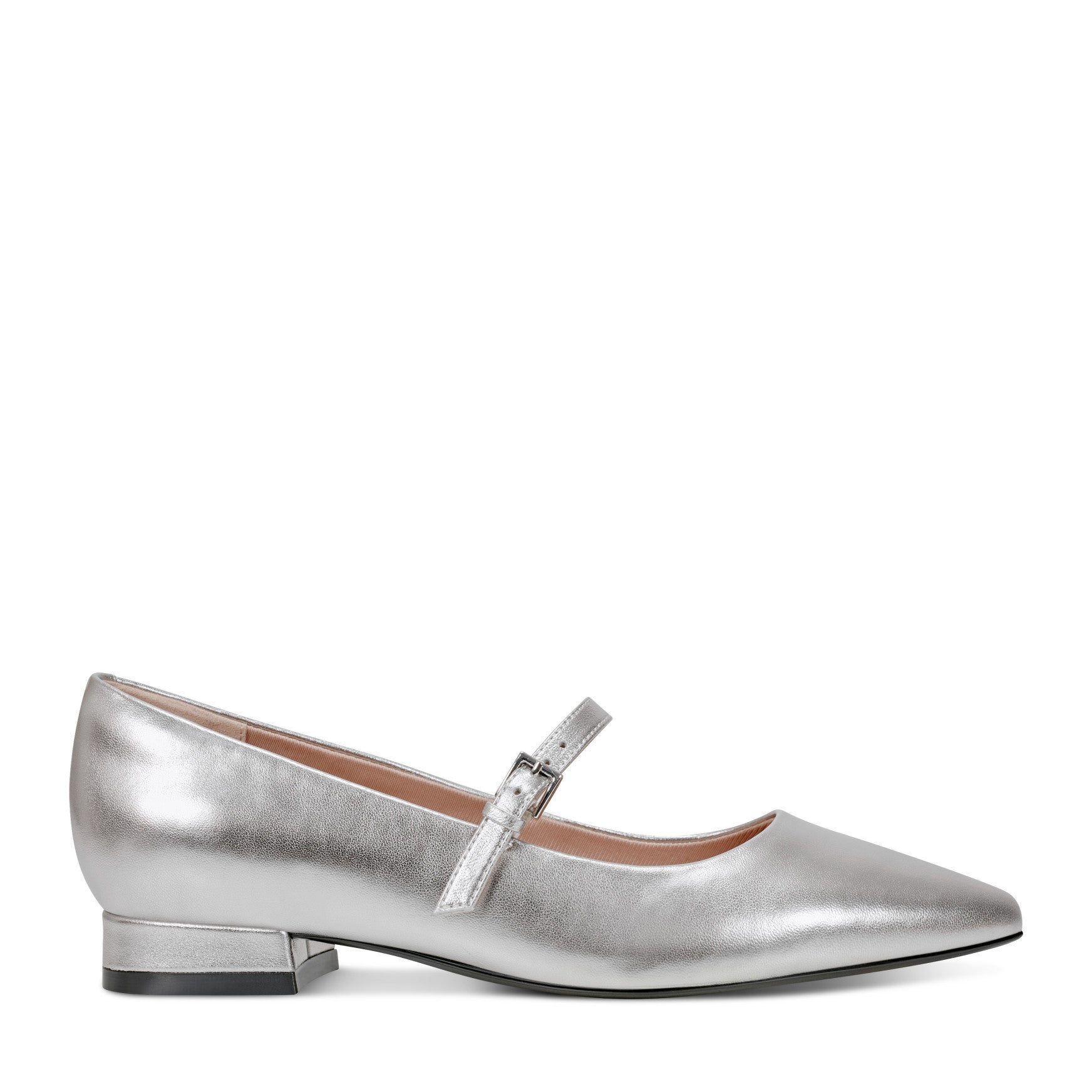 Women Rockport Taren Total Motion Pointy Toe Dress Flats Pewter Leather