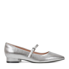 Women Rockport Taren Total Motion Pointy Toe Dress Flats Pewter Leather