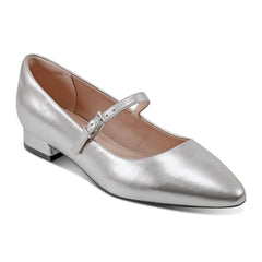 Women Rockport Taren Total Motion Pointy Toe Dress Flats Pewter Leather