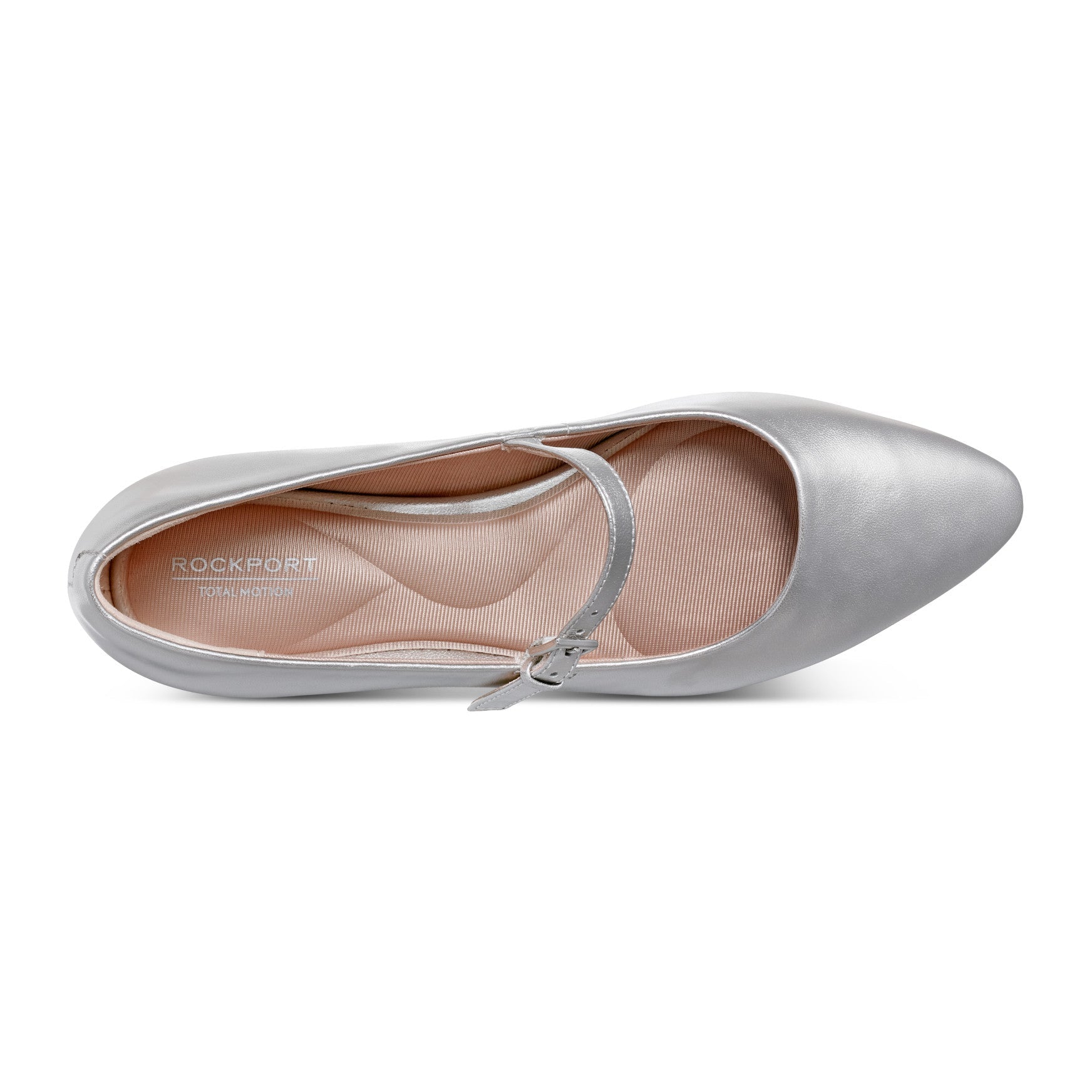 Women Rockport Taren Total Motion Pointy Toe Dress Flats Pewter Leather