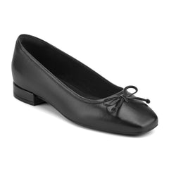 Women Rockport Sadie Square Toe Slip-on Ballet Dress Flats Black Leather