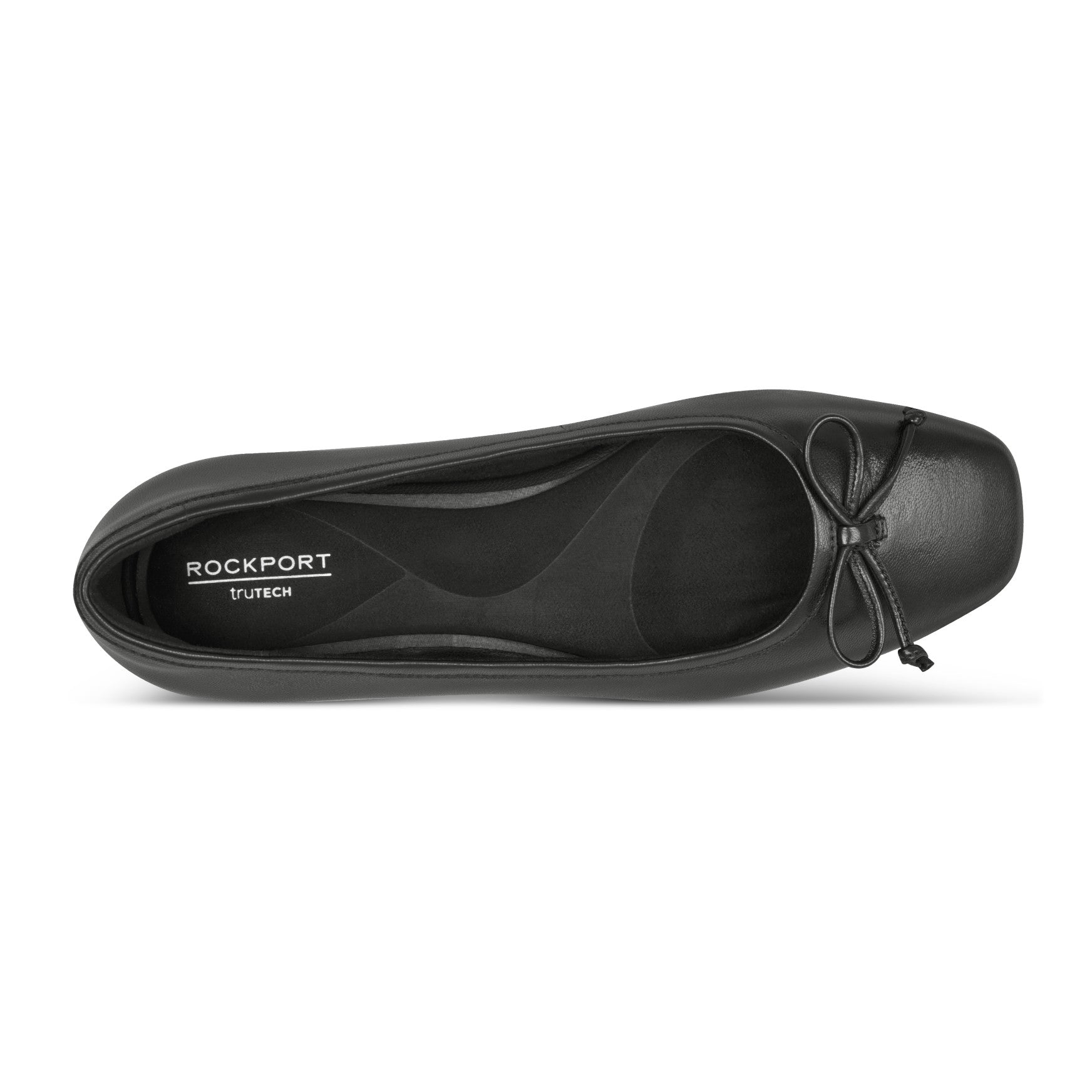 Women Rockport Sadie Square Toe Slip-on Ballet Dress Flats Black Leather
