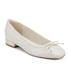 Women Rockport Sadie Square Toe Slip-on Ballet Dress Flats Ivory Leather