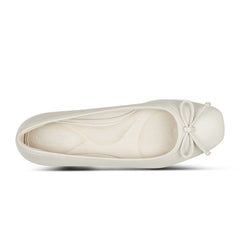 Women Rockport Sadie Square Toe Slip-on Ballet Dress Flats Ivory Leather