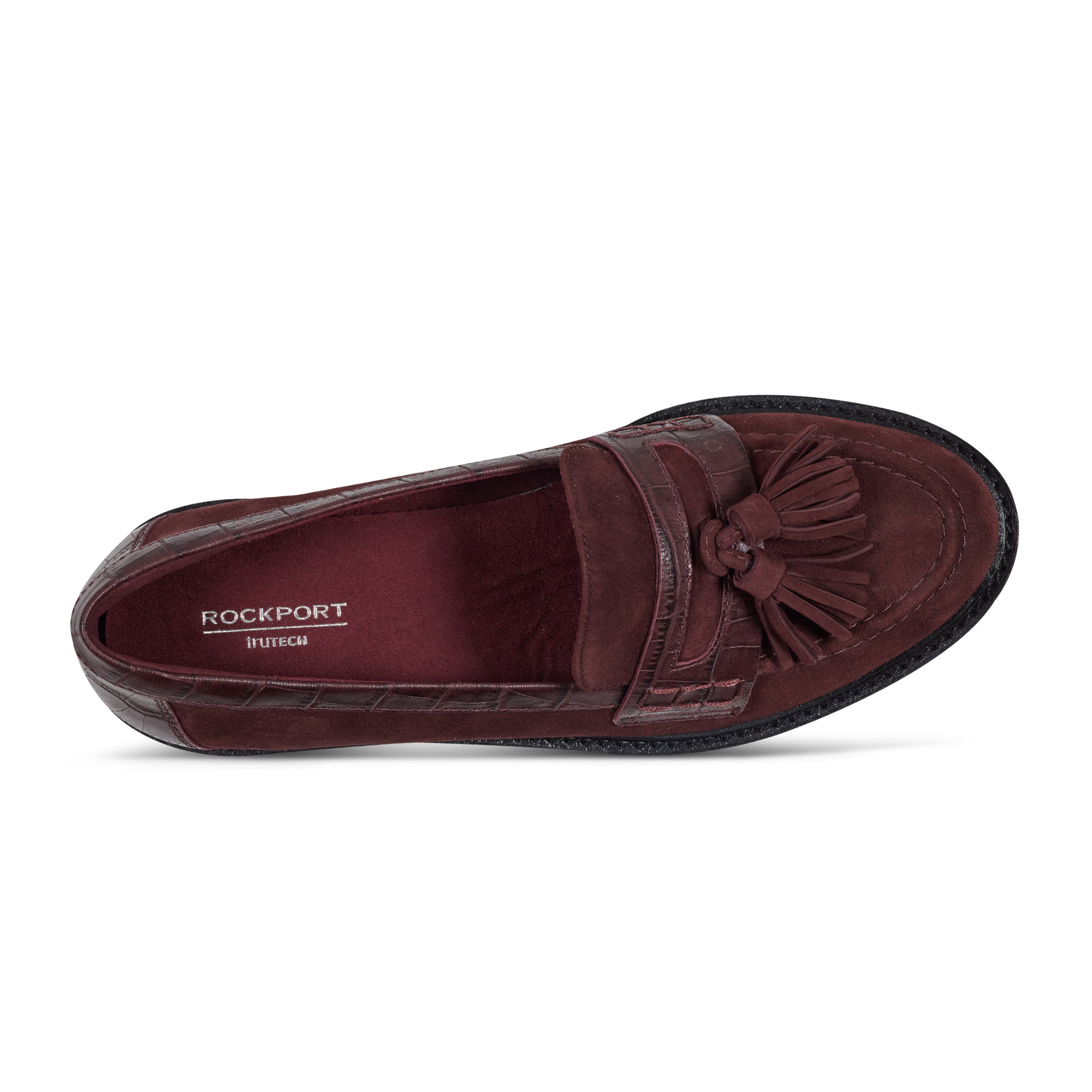 Women Rockport Kiara Tassel Loafers Dark Red Suede