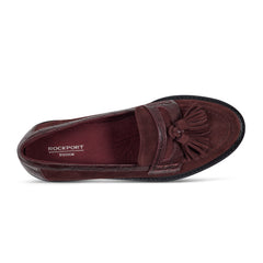 Women Rockport Kiara Tassel Loafers Dark Red Suede