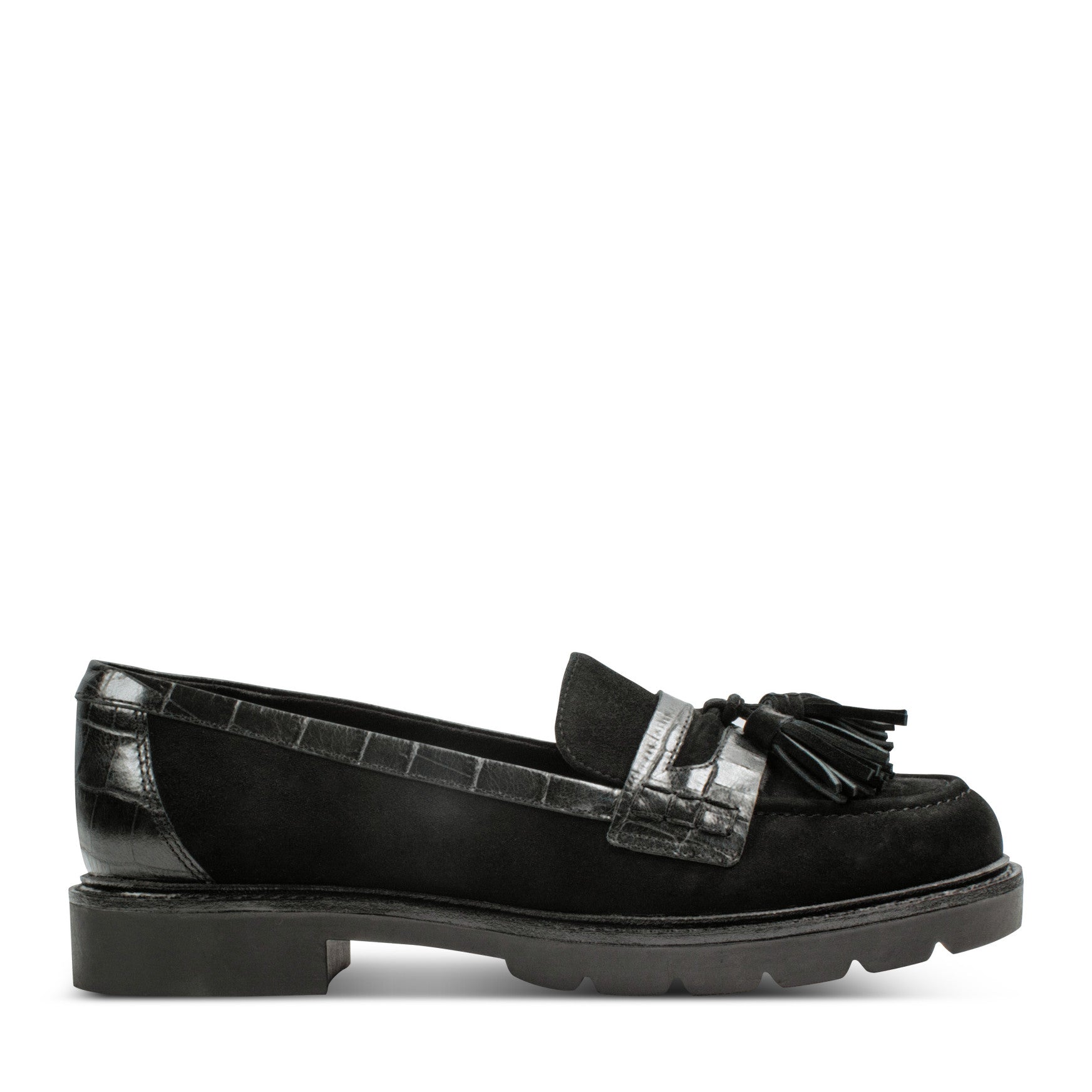 Women Rockport Kiara Tassel Loafers Black Suede