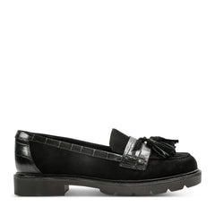 Women Rockport Kiara Tassel Loafers Black Suede