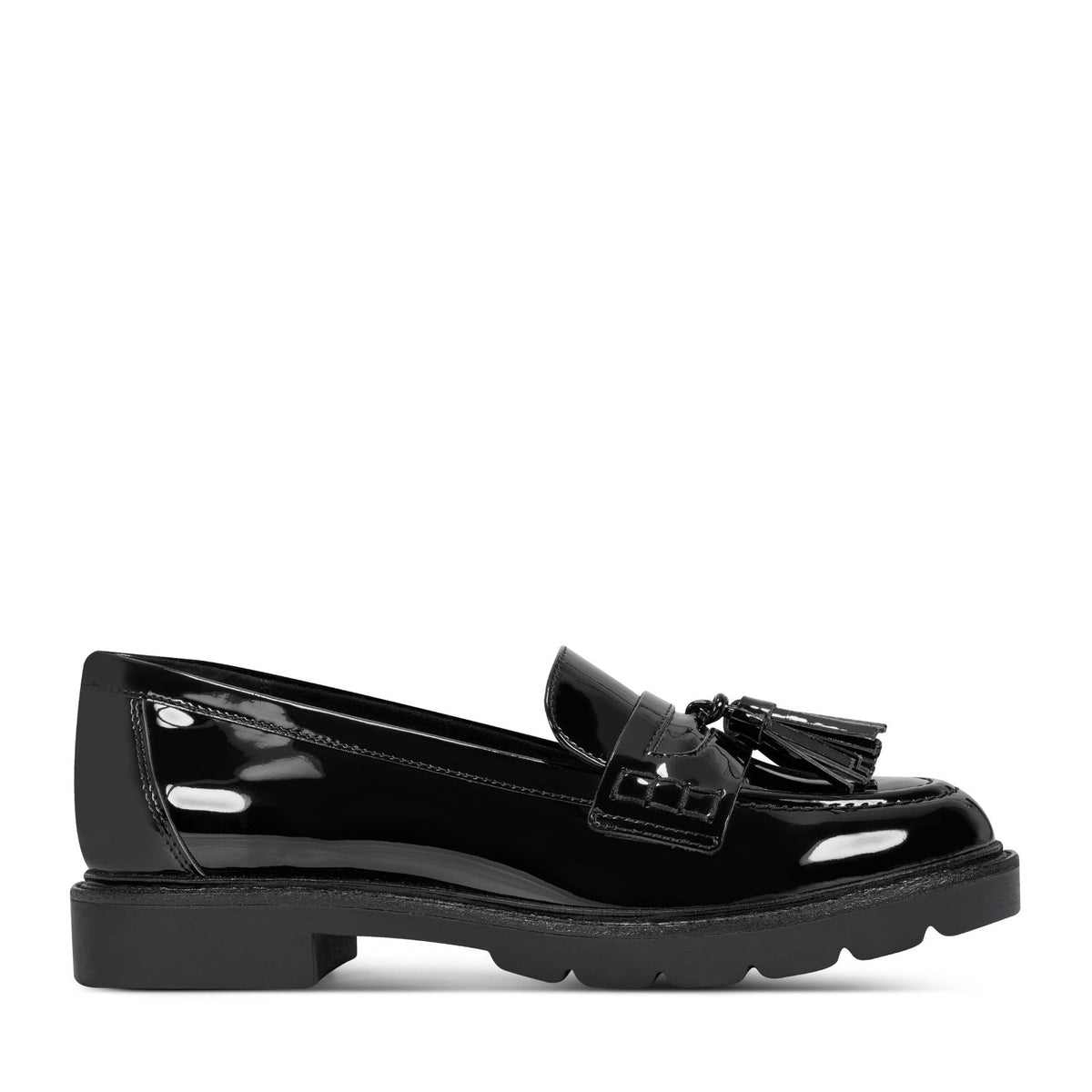 Women Rockport Kiara Tassel Loafers Black Patent