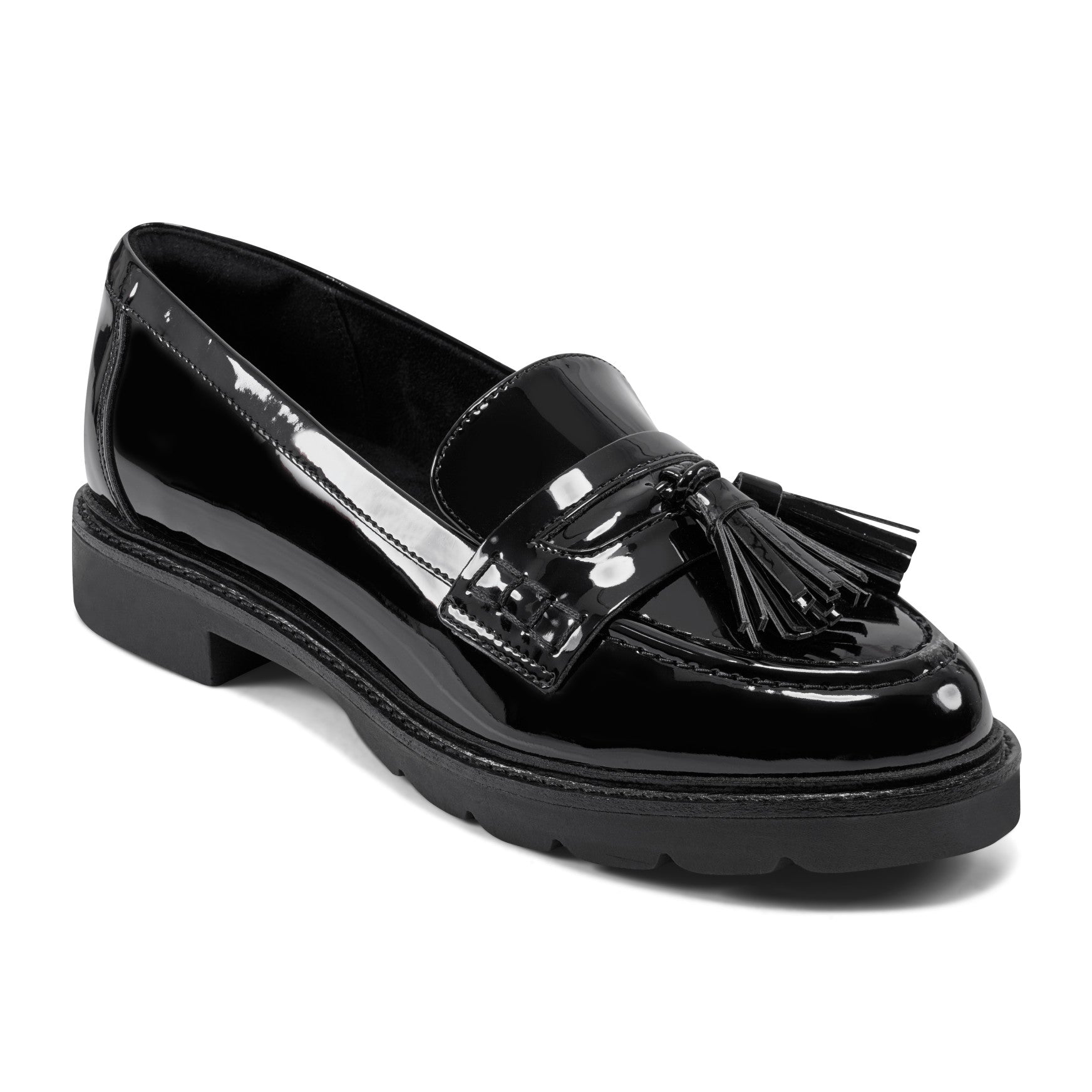 Women Rockport Kiara Tassel Loafers Black Patent