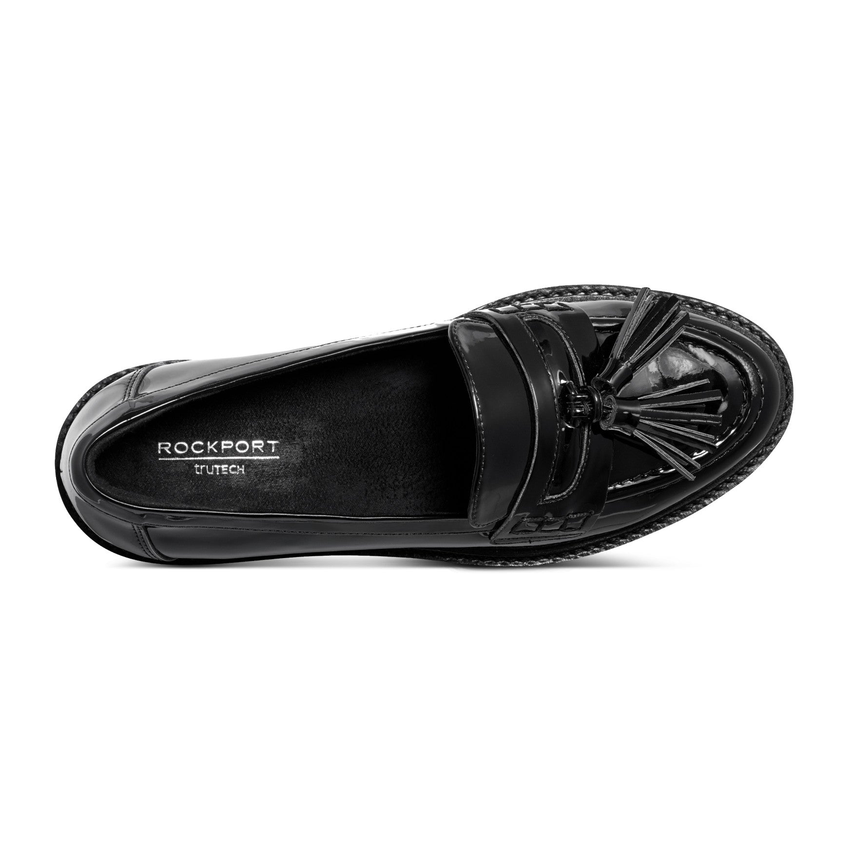 Women Rockport Kiara Tassel Loafers Black Patent