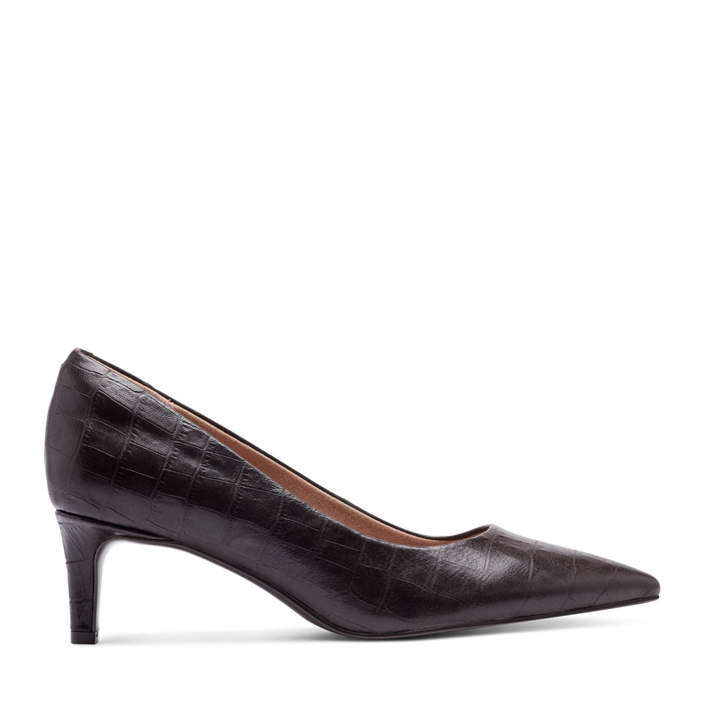 Women Rockport Cindy Total Motion Pumps Dark Brown Croco Leather