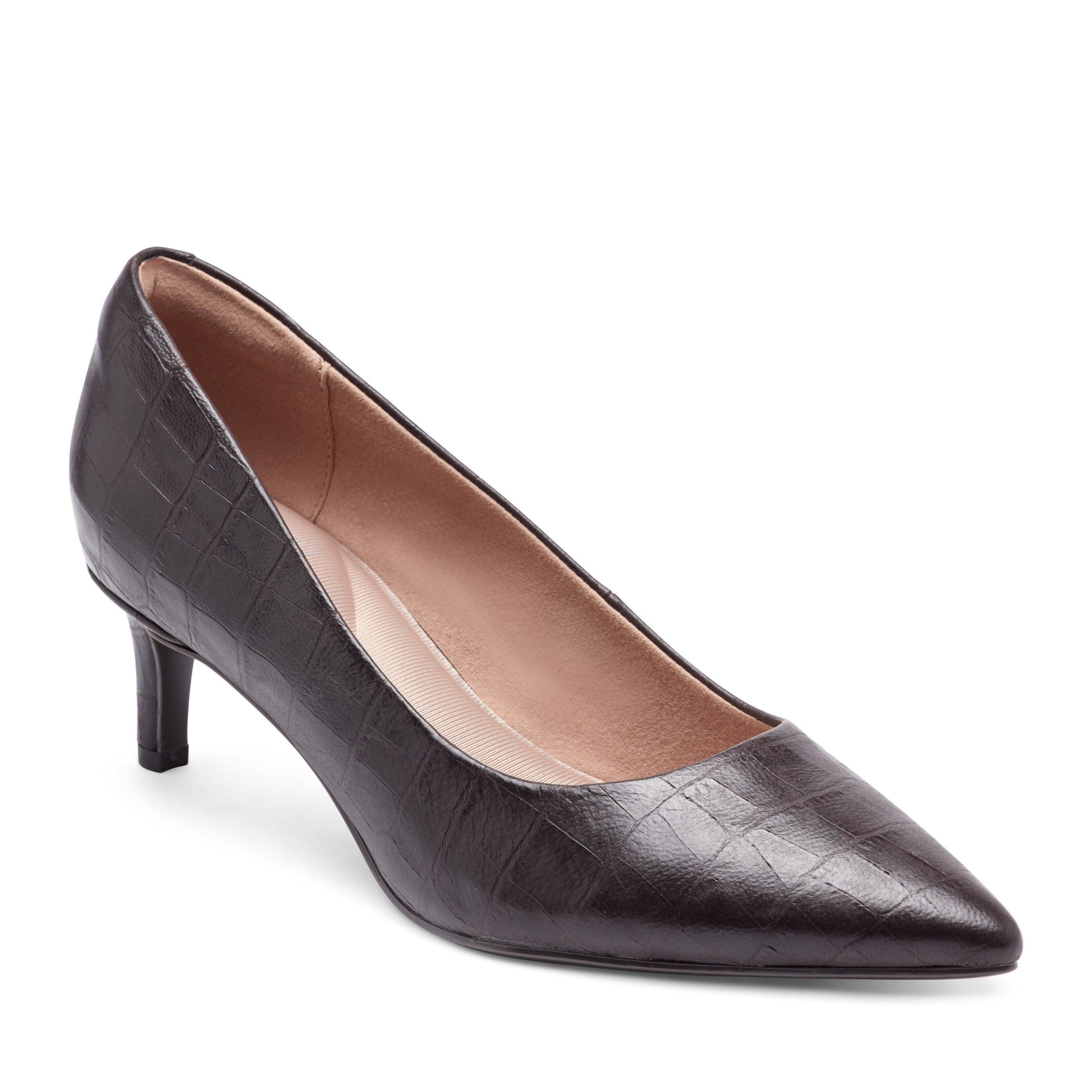 Women Rockport Cindy Total Motion Pumps Dark Brown Croco Leather