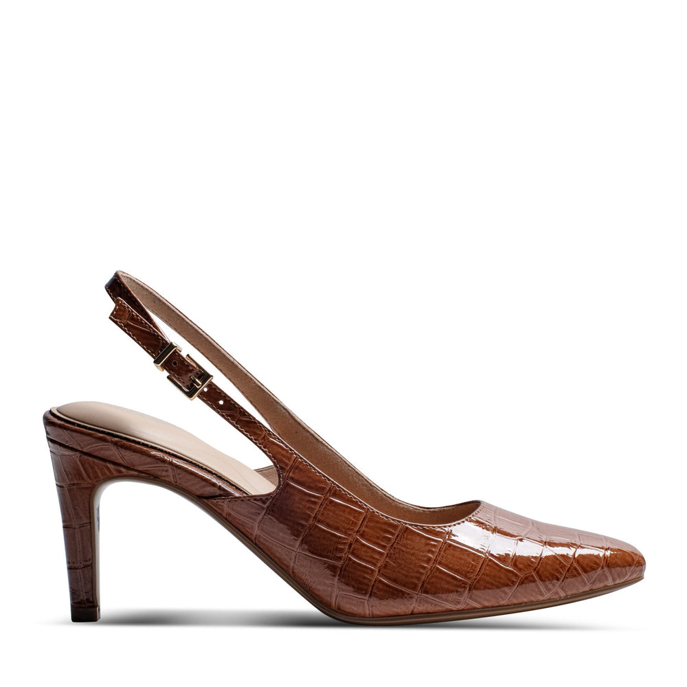 Women Rockport Jolie Total Motion Dress Pumps Medium Natural Croco Patent
