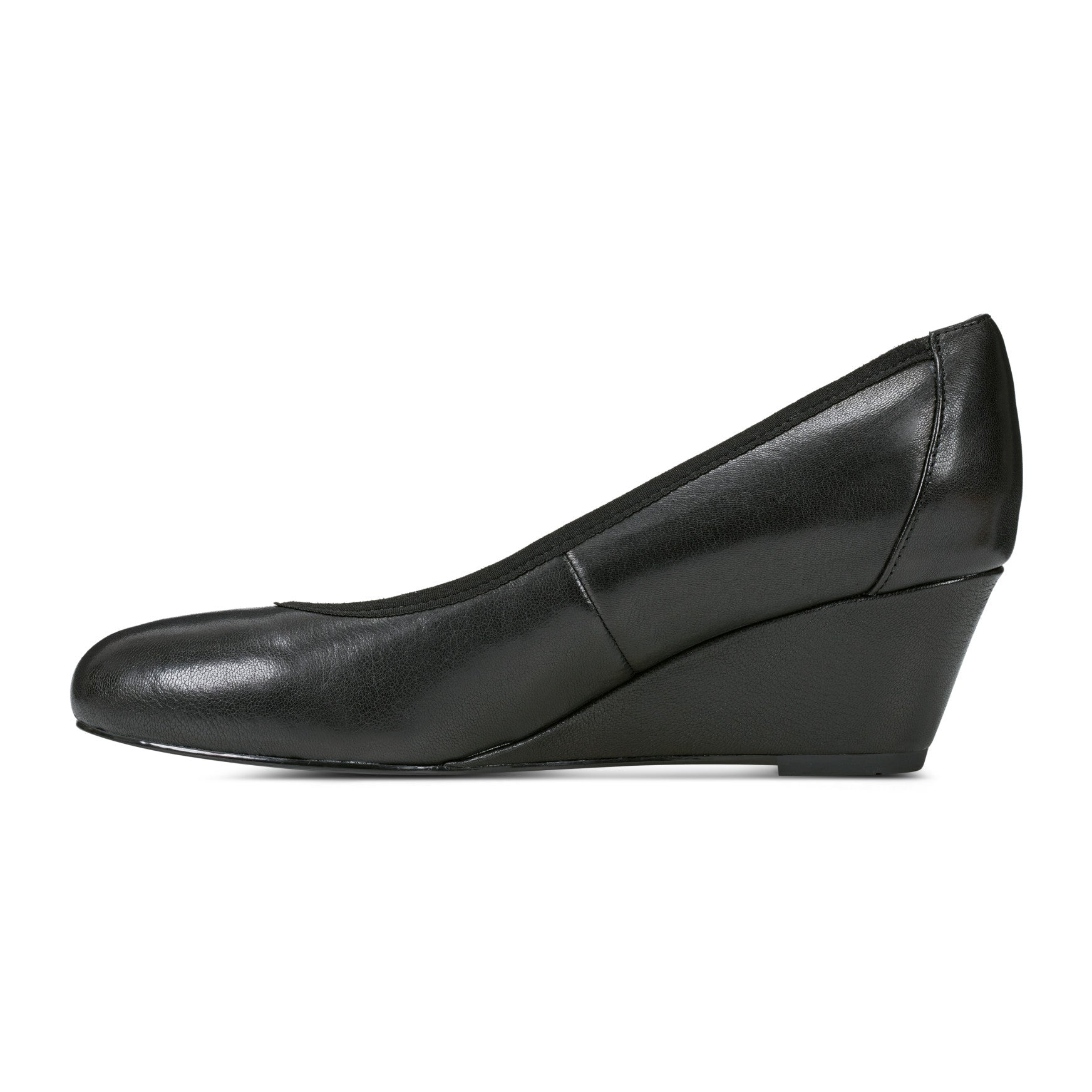 Women Rockport Rita Slip-on Almond Toe Dress Wedges Black Leather