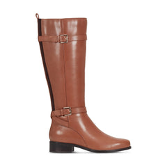 Women Rockport Harper Riding Boot with Buckle Medium Natural Leather