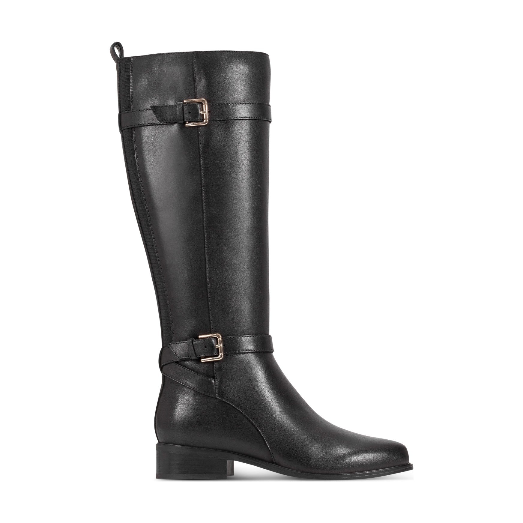 Women Rockport Harper Riding Boot with Buckle Black Leather