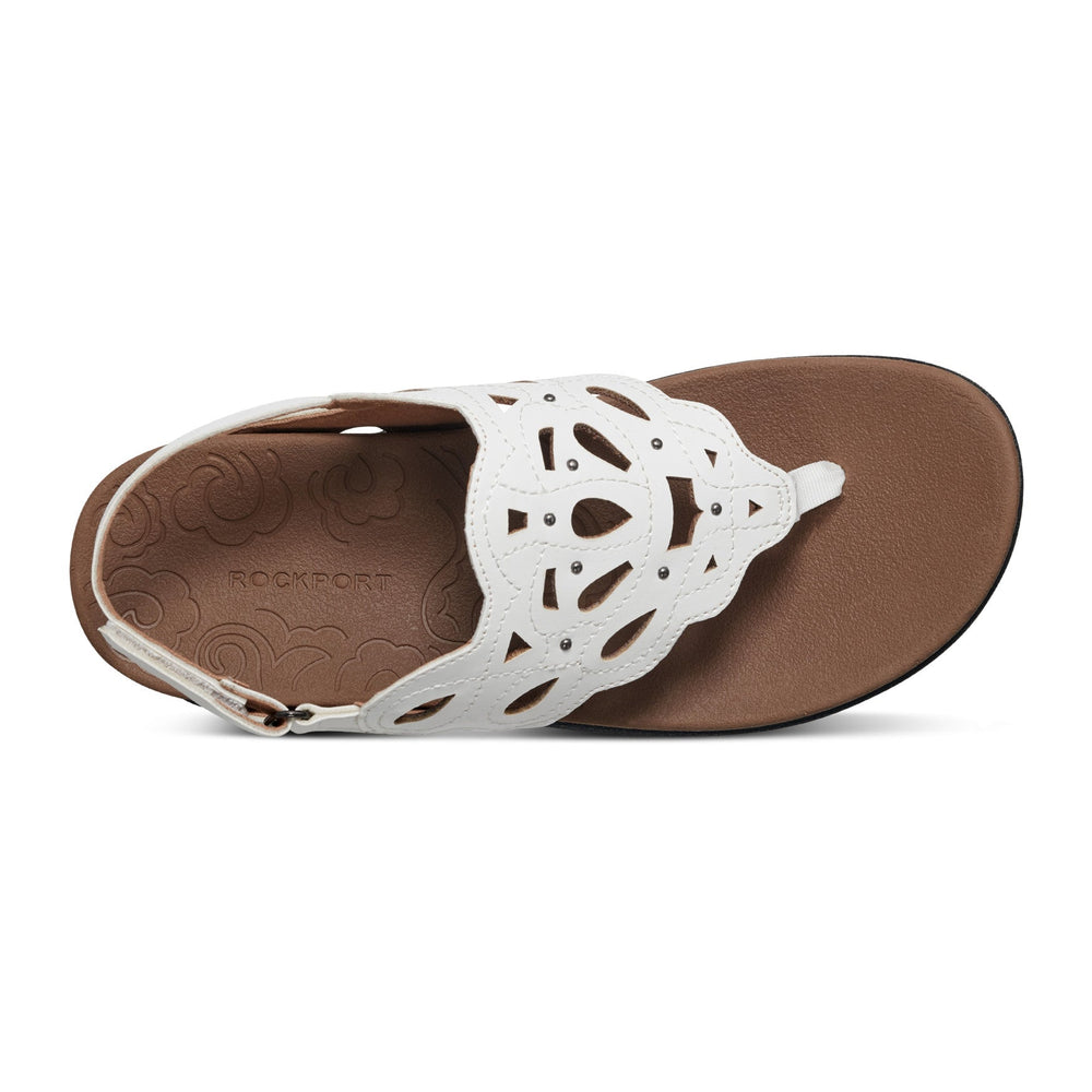 Women Rockport Ridge Slingback Sandal White Leather