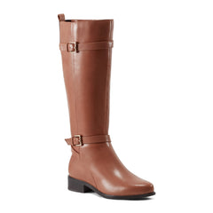 Women Rockport Harper Riding Boot with Buckle Medium Natural Leather