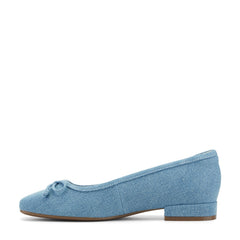 Women Rockport Sadie Square Toe Slip-on Ballet Dress Flats Blue Denim