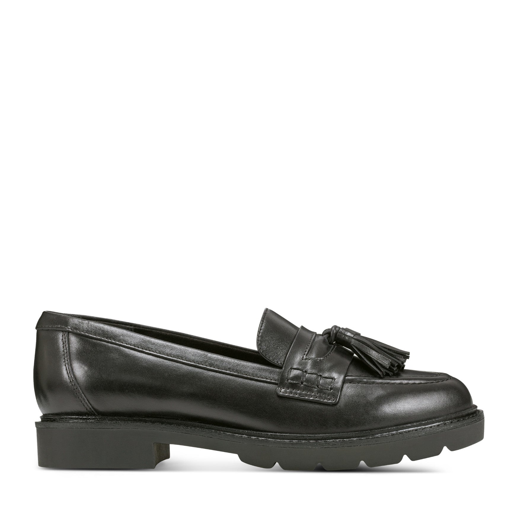 Women Rockport Kiara Tassel Loafers Black Leather