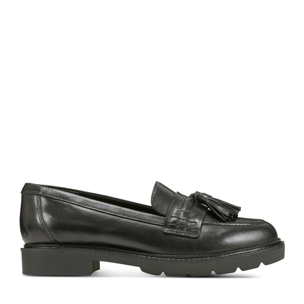 Women Rockport Kiara Tassel Loafers Black Leather