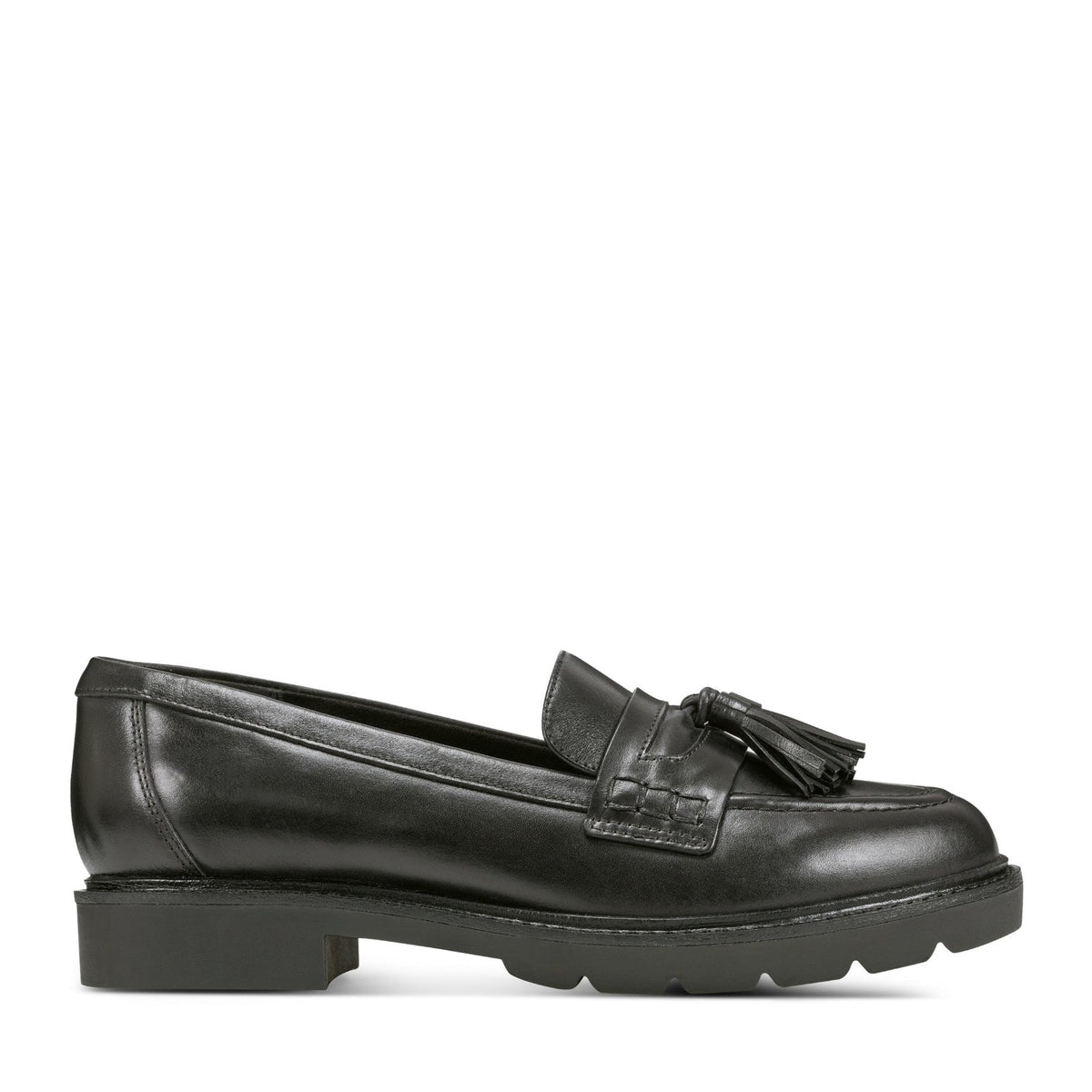 Women Rockport Kiara Tassel Loafers Black Leather