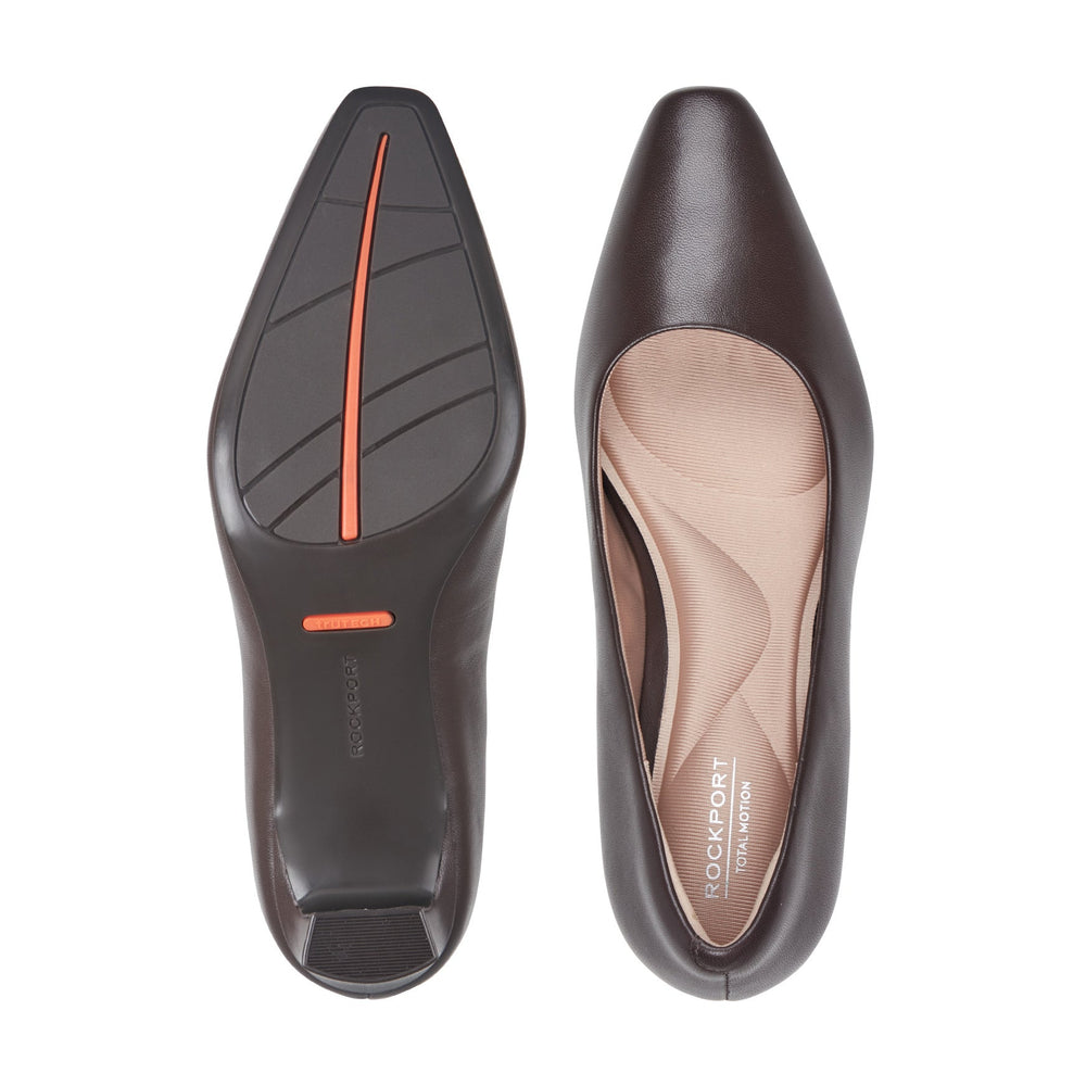 Women Rockport Total Motion Merida Classic Dress Pumps Mahogany Leather