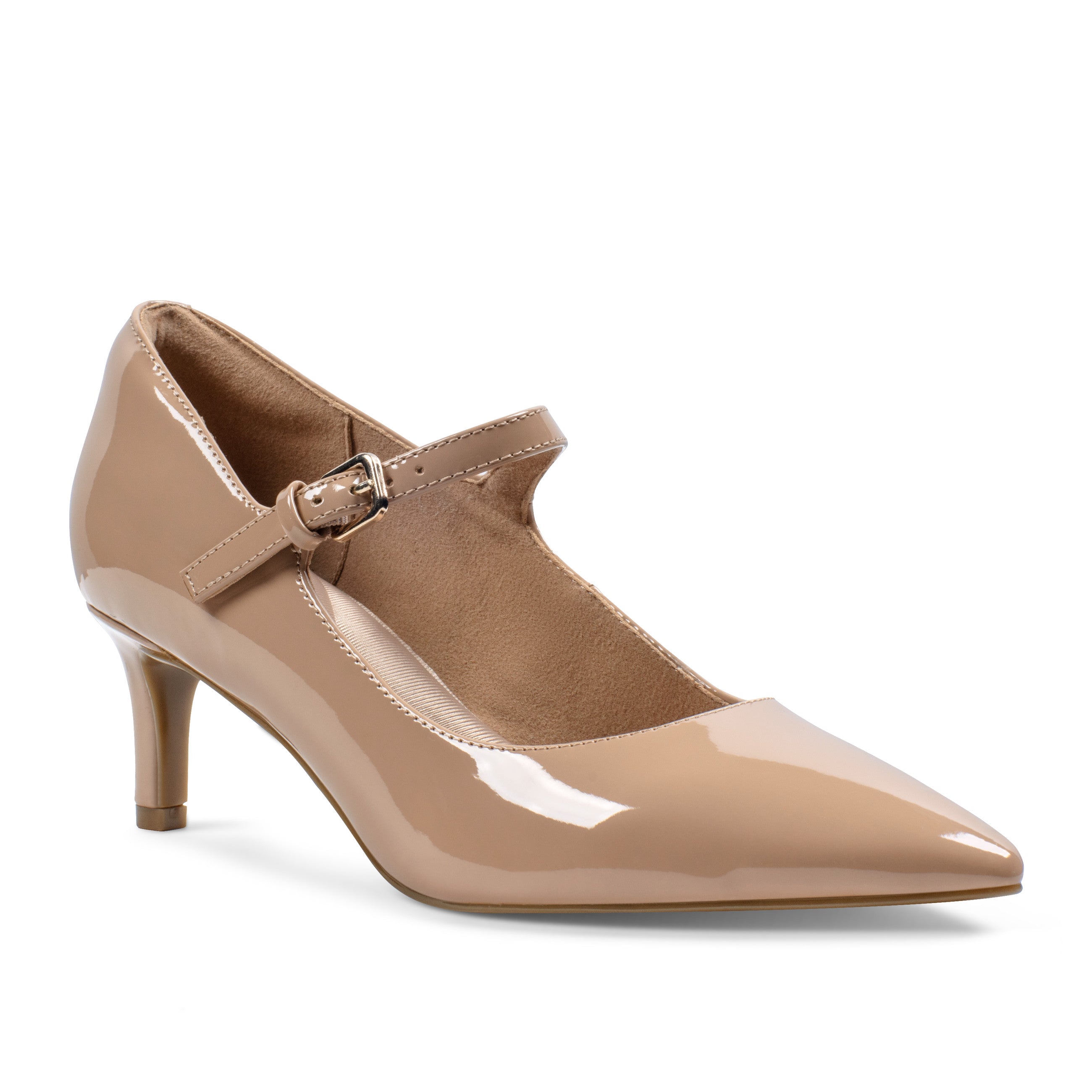 Women Rockport Total Motion Chase Classic Mary-Jane Dress Pumps Light Natural Patent