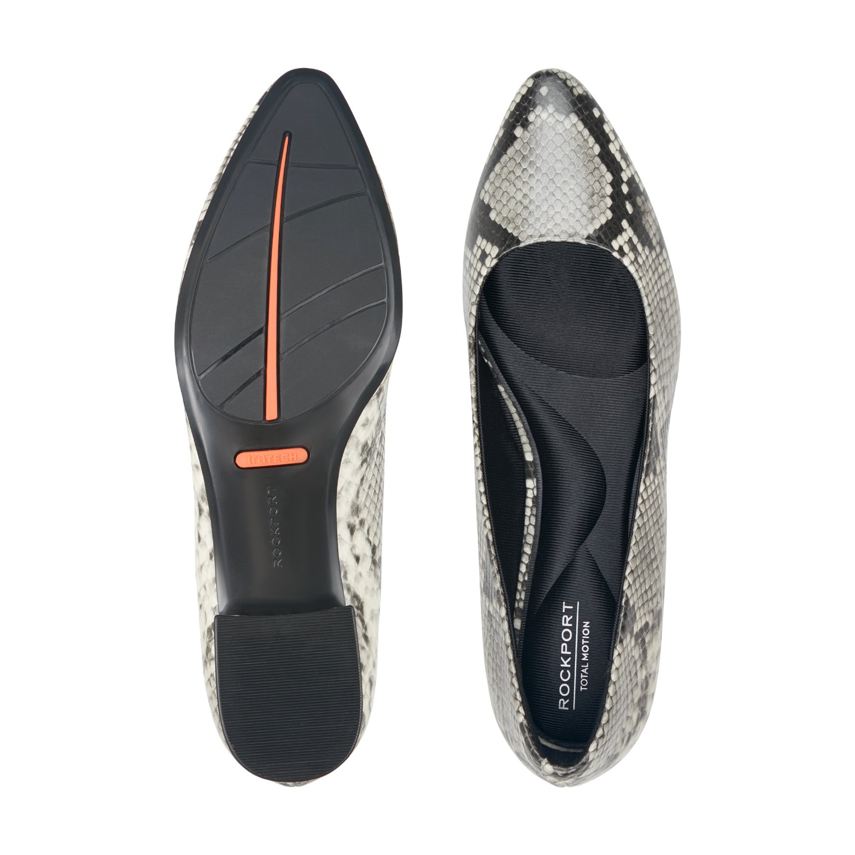 Women Rockport Tessa Total Motion Pointy Toe Dress Flats Black Snake Print