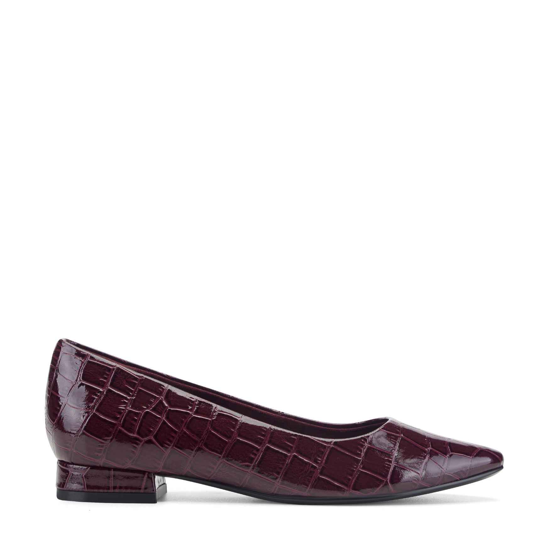 Women Rockport Tessa Total Motion Pointy Toe Dress Flats Dark Red Croco Patent