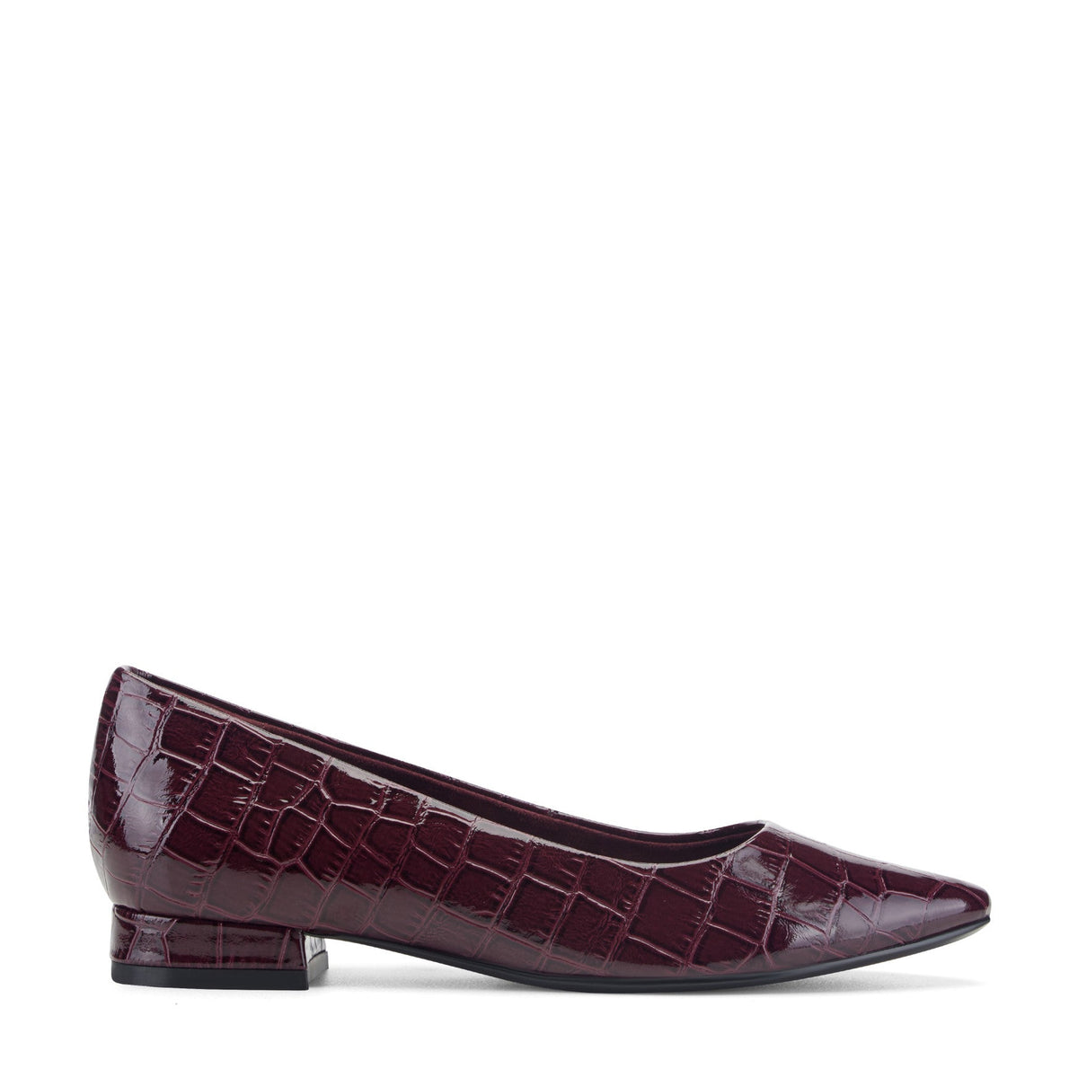 Women Rockport Tessa Total Motion Pointy Toe Dress Flats Dark Red Croco Patent