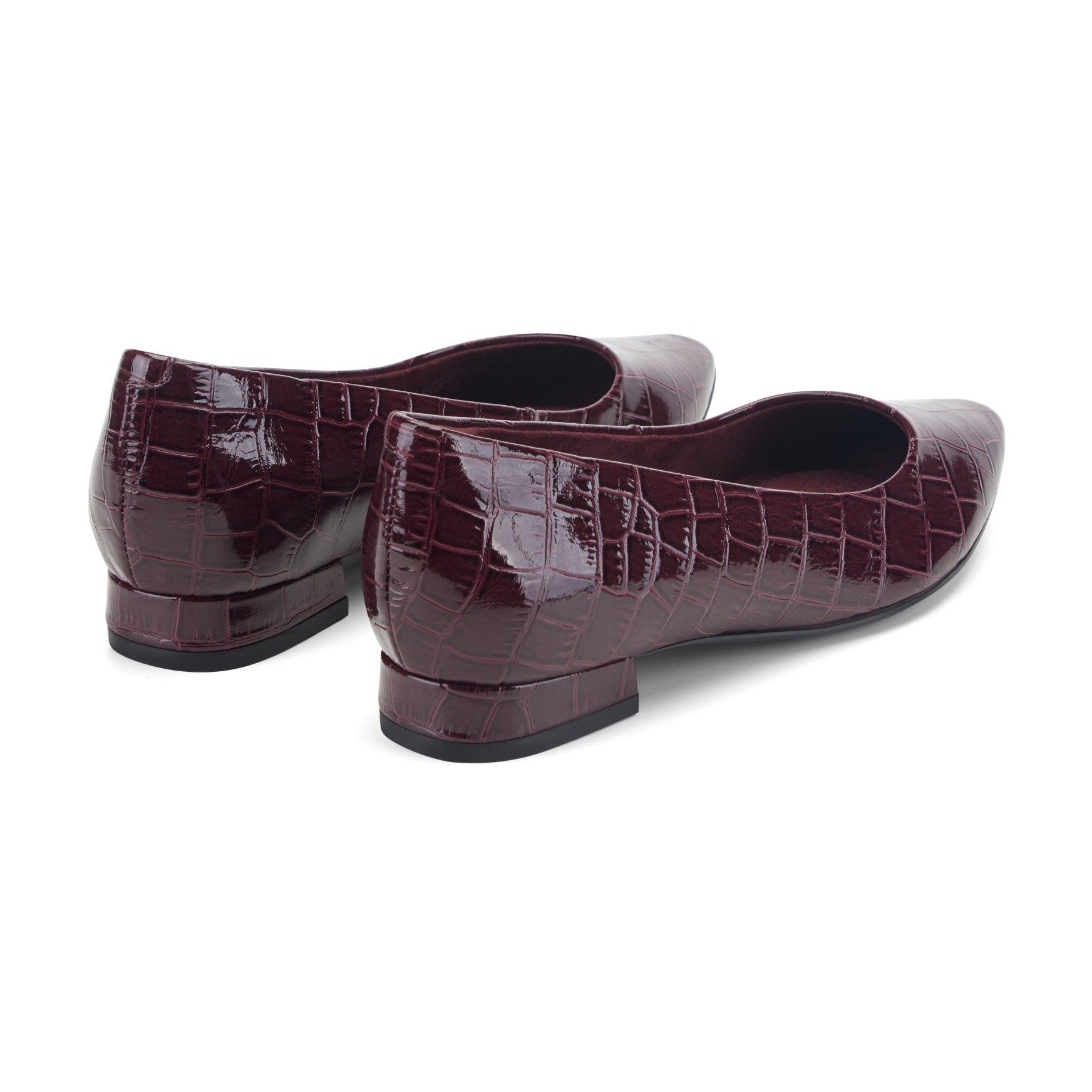 Women Rockport Tessa Total Motion Pointy Toe Dress Flats Dark Red Croco Patent