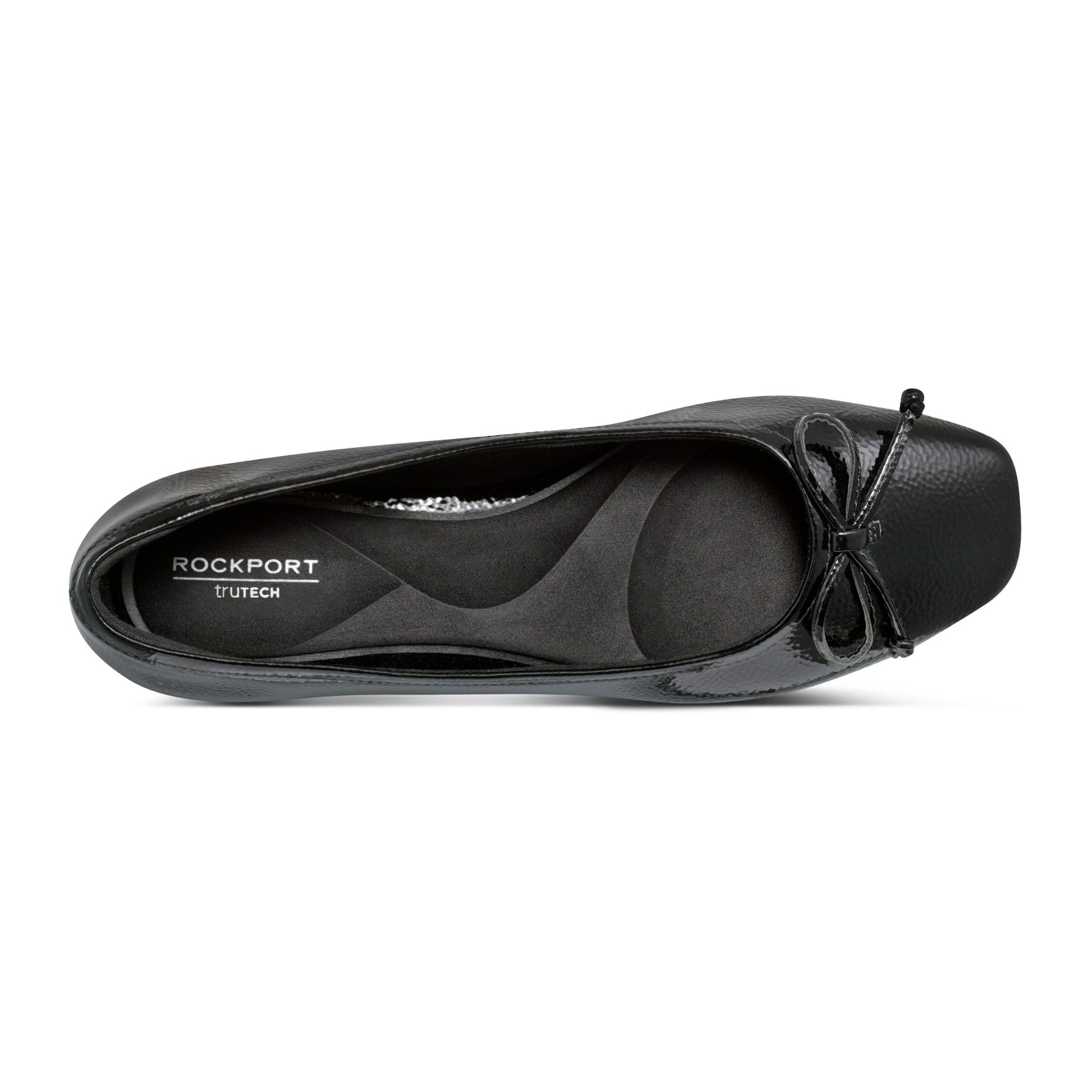 Women Rockport Sadie Square Toe Slip-on Ballet Dress Flats Black Patent