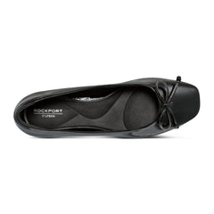 Women Rockport Sadie Square Toe Slip-on Ballet Dress Flats Black Patent