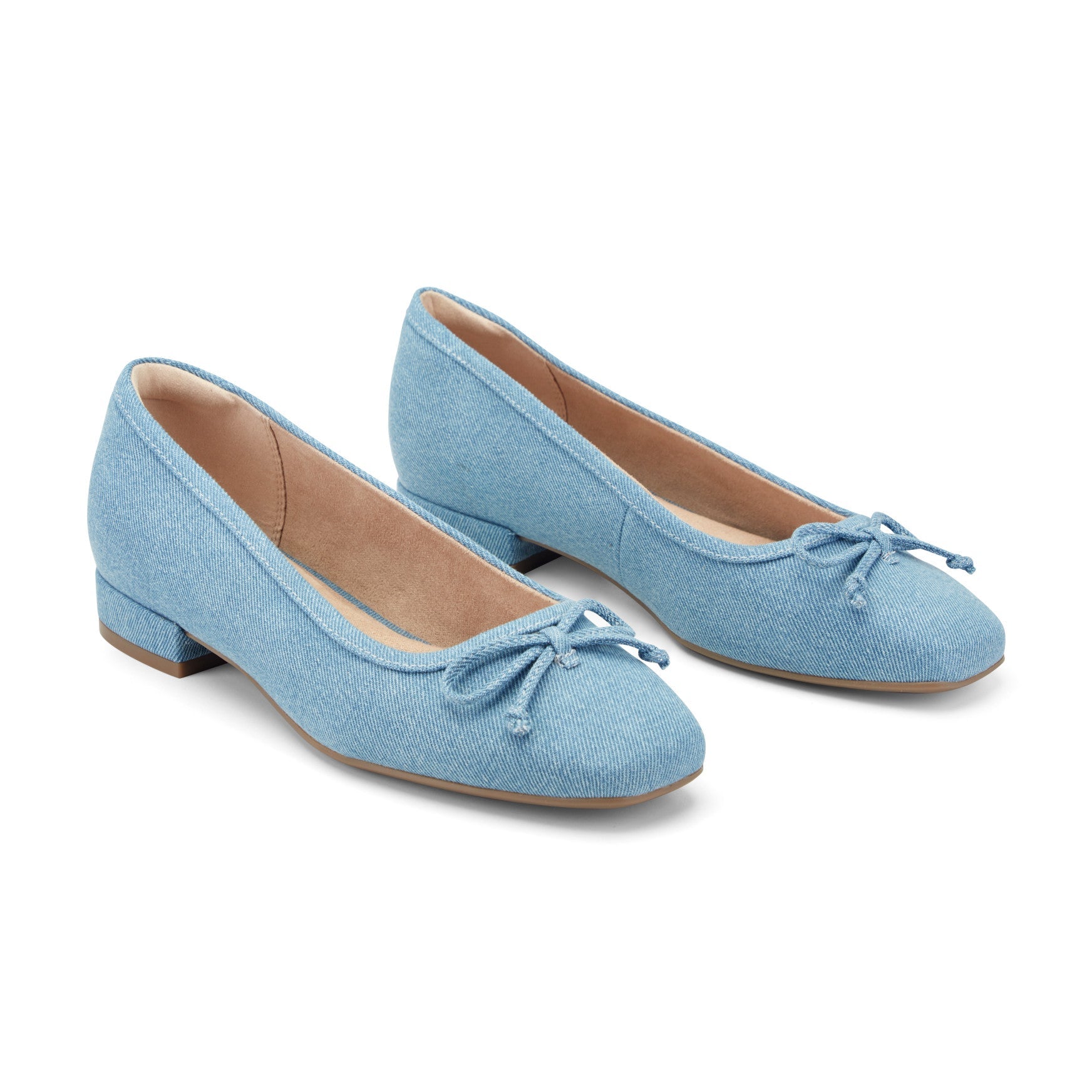 Women Rockport Sadie Square Toe Slip-on Ballet Dress Flats Blue Denim