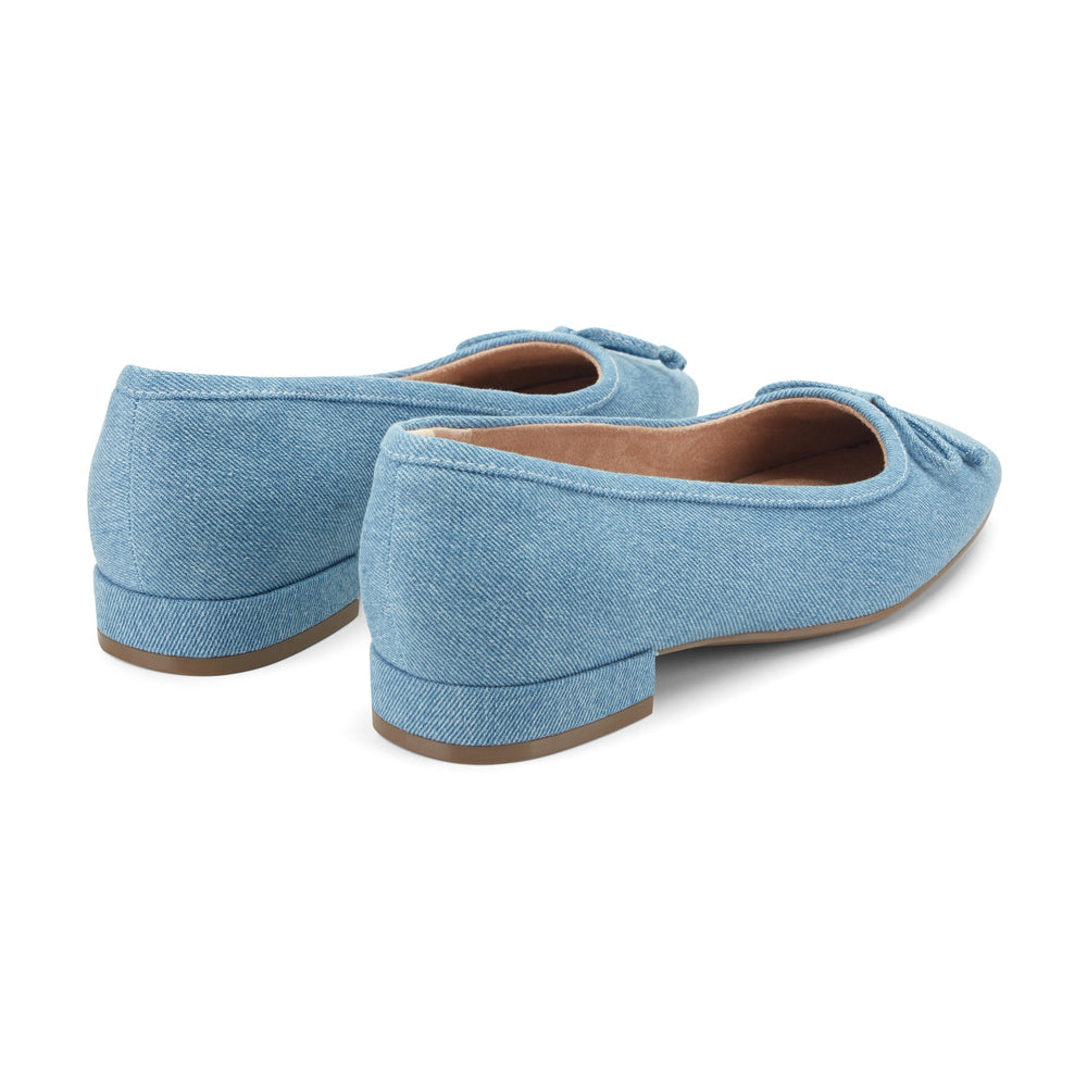 Women Rockport Sadie Square Toe Slip-on Ballet Dress Flats Blue Denim