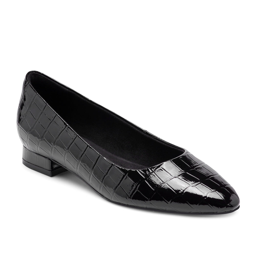 Women Rockport Tessa Total Motion Pointy Toe Dress Flats Black Croco Patent