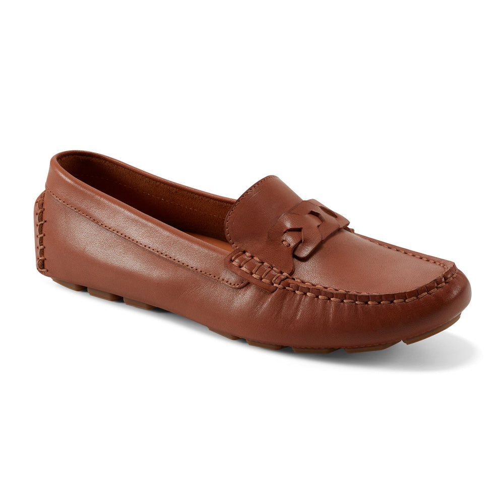 Women Rockport Blara Almond Toe Casual Slip-on Flat Loafers Medium Natural
