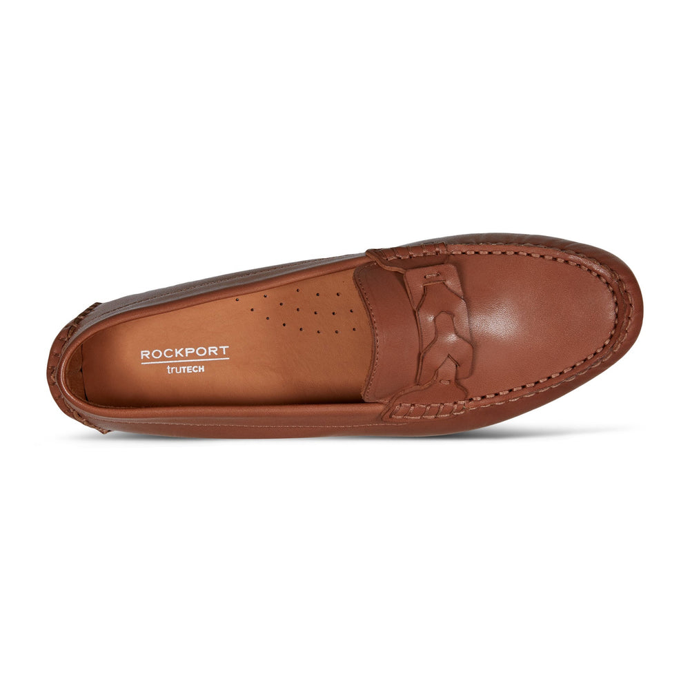 Women Rockport Blara Almond Toe Casual Slip-on Flat Loafers Medium Natural