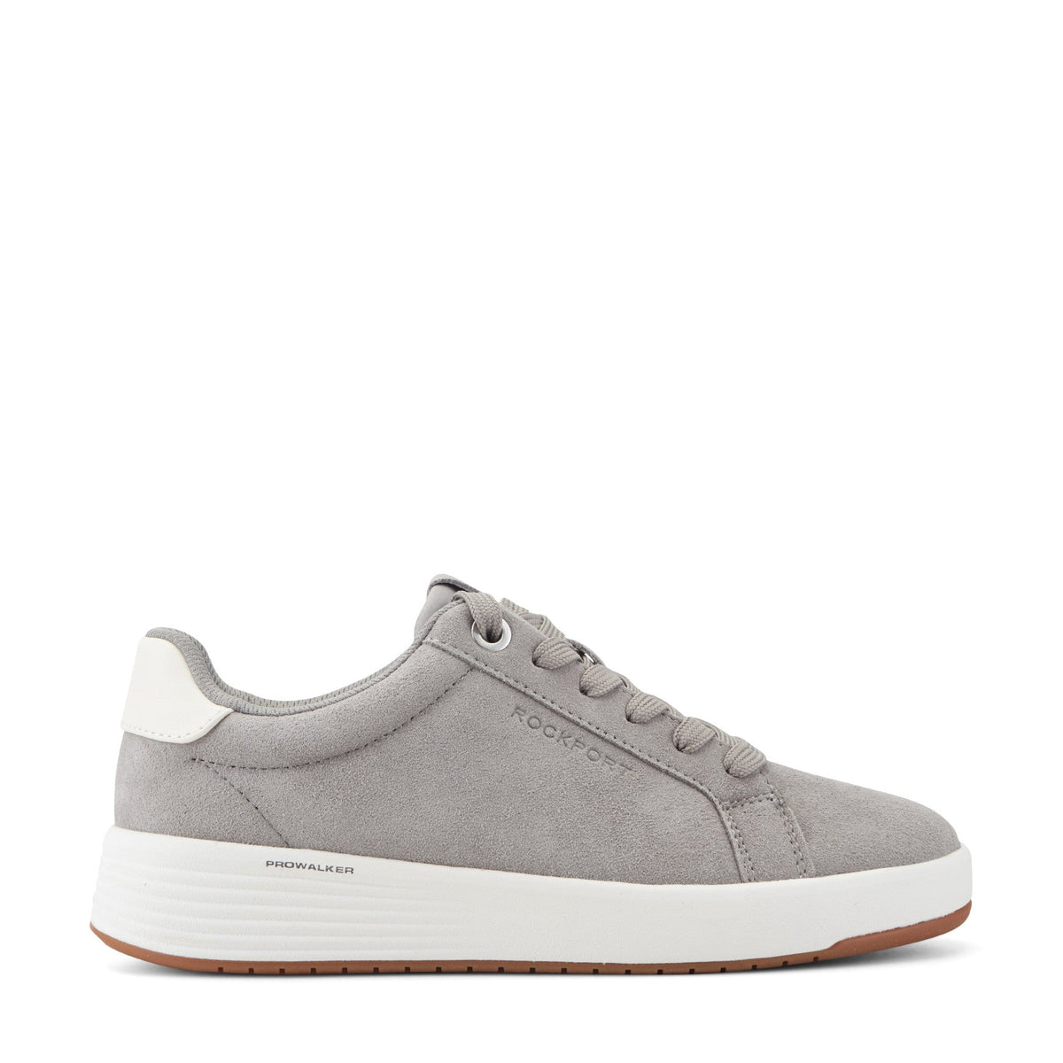 Women Rockport ProWalker Elara Lace-up Casual Sneakers Medium Gray Suede